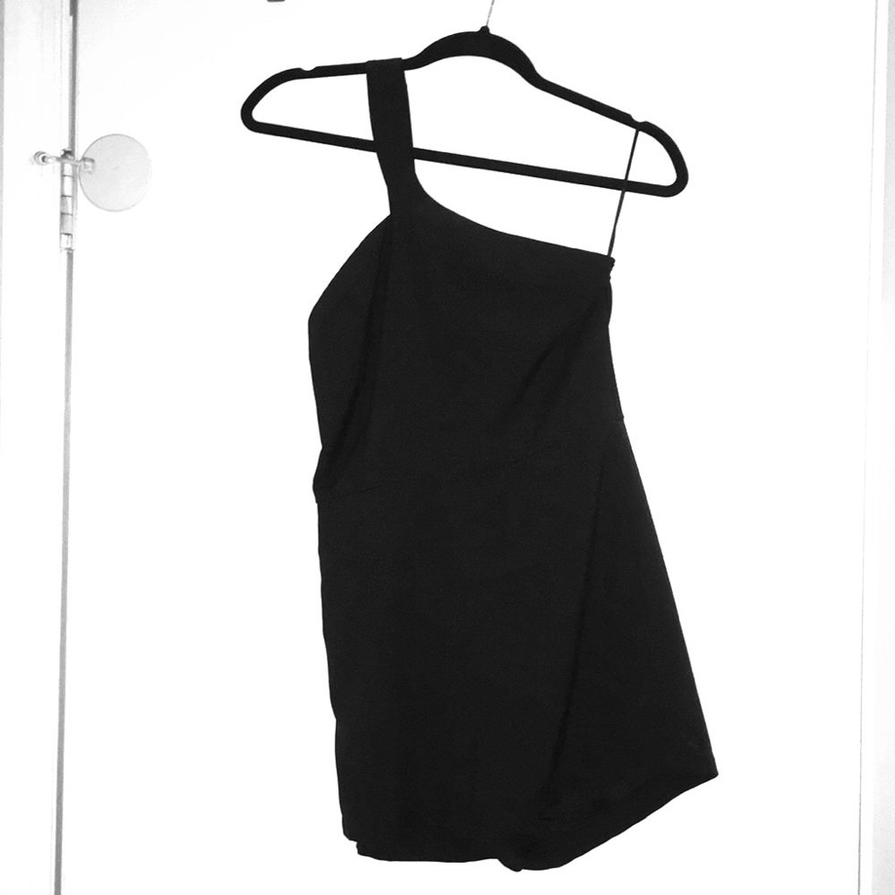 Black one shoulder romper